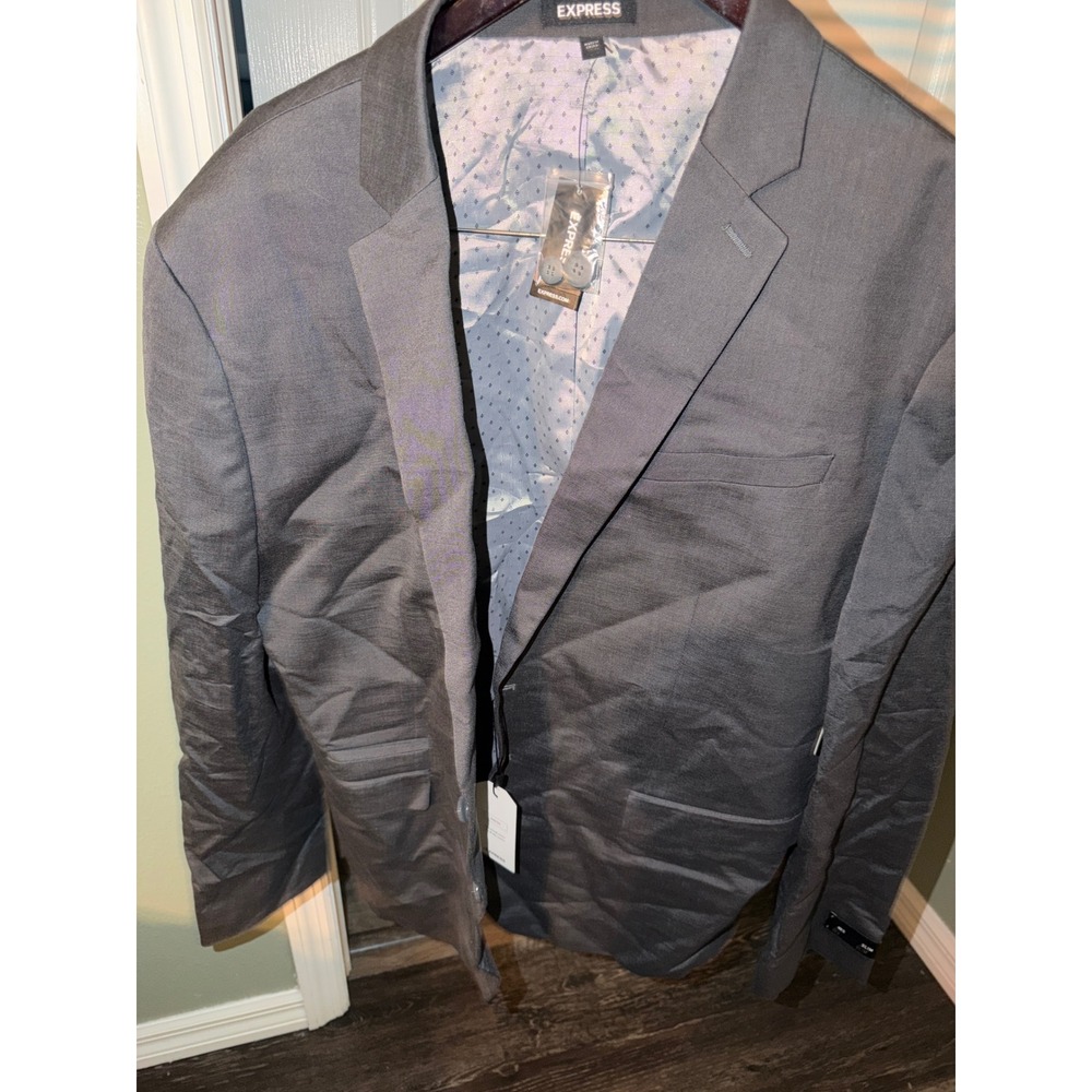 Express Mens Slim Fit Suit Jacket Charcoal Gray Blazer‎ 48S New With Tags